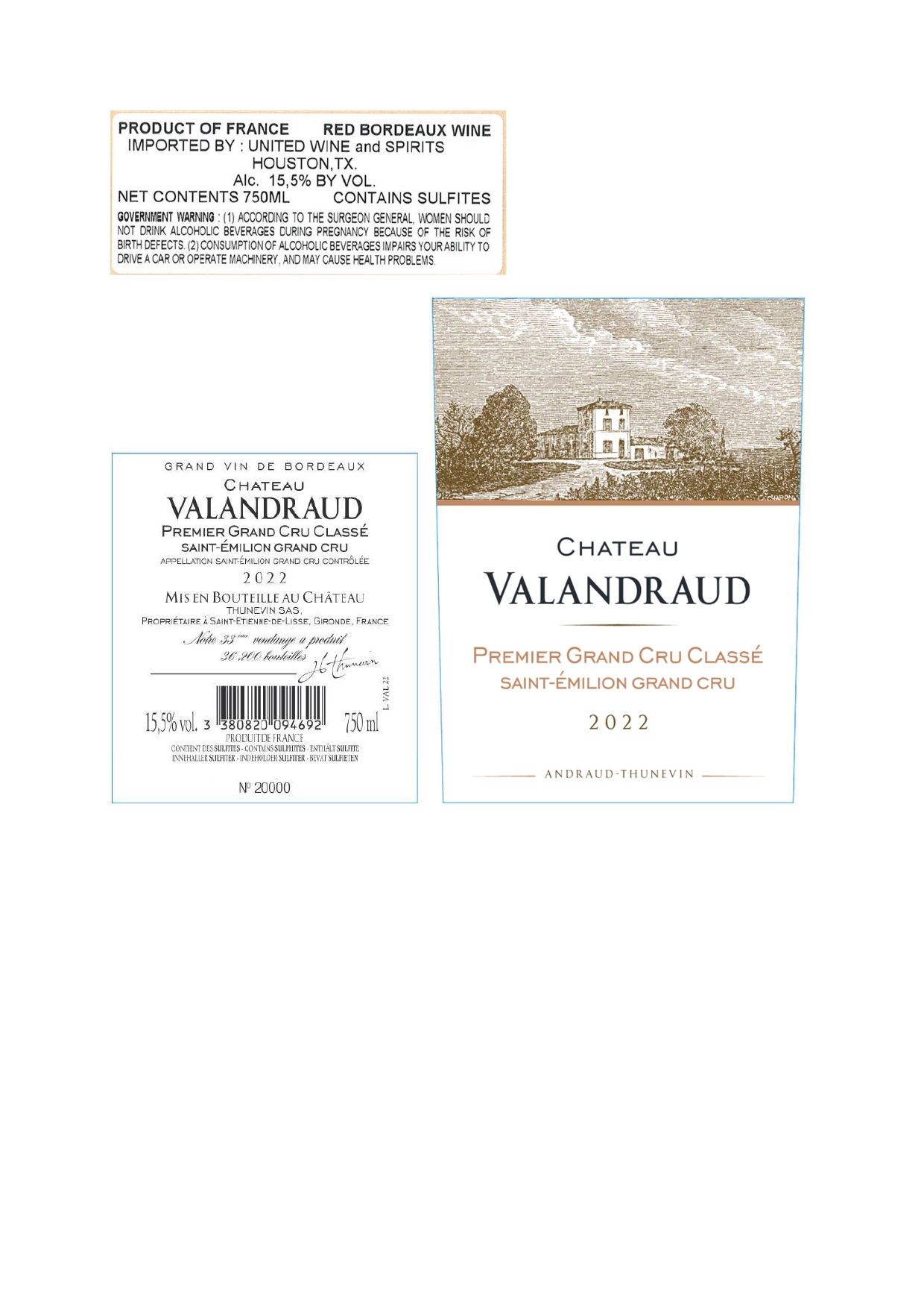 TABC label artwork for Chateau Valandraud Red Bordeaux Saint-Emilion Grand Cru