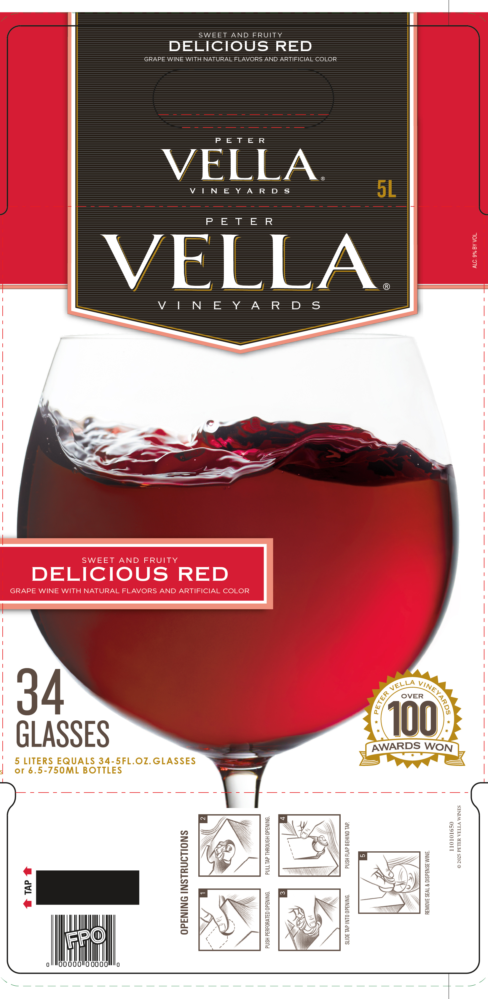 TABC label artwork for Peter Vella Vineyards Delicious Red