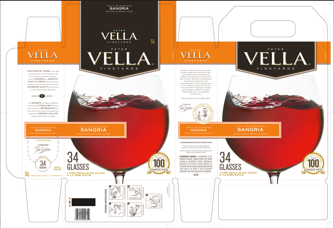 TABC label artwork for Peter Vella Vineyards Sangria