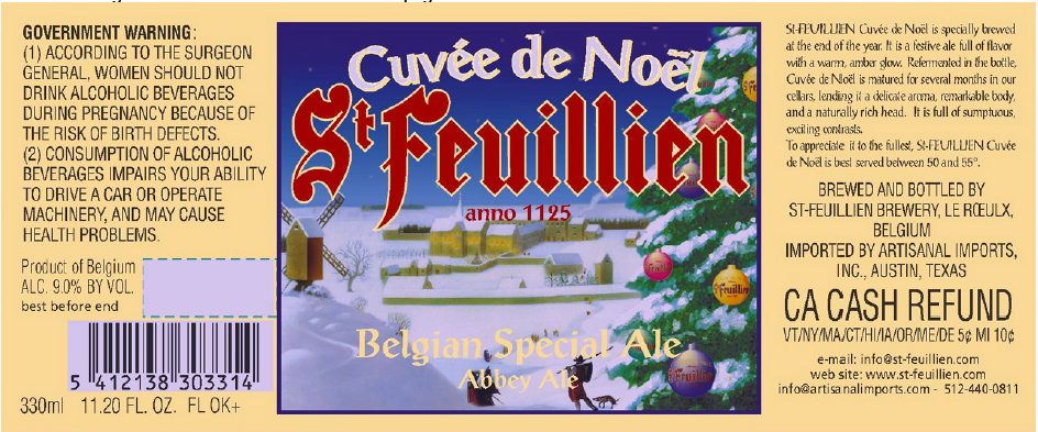 TABC label artwork for ST. FEUILLIEN CUVEE DE NOEL BELGIAN SPECIAL ALE ABBEY ALE