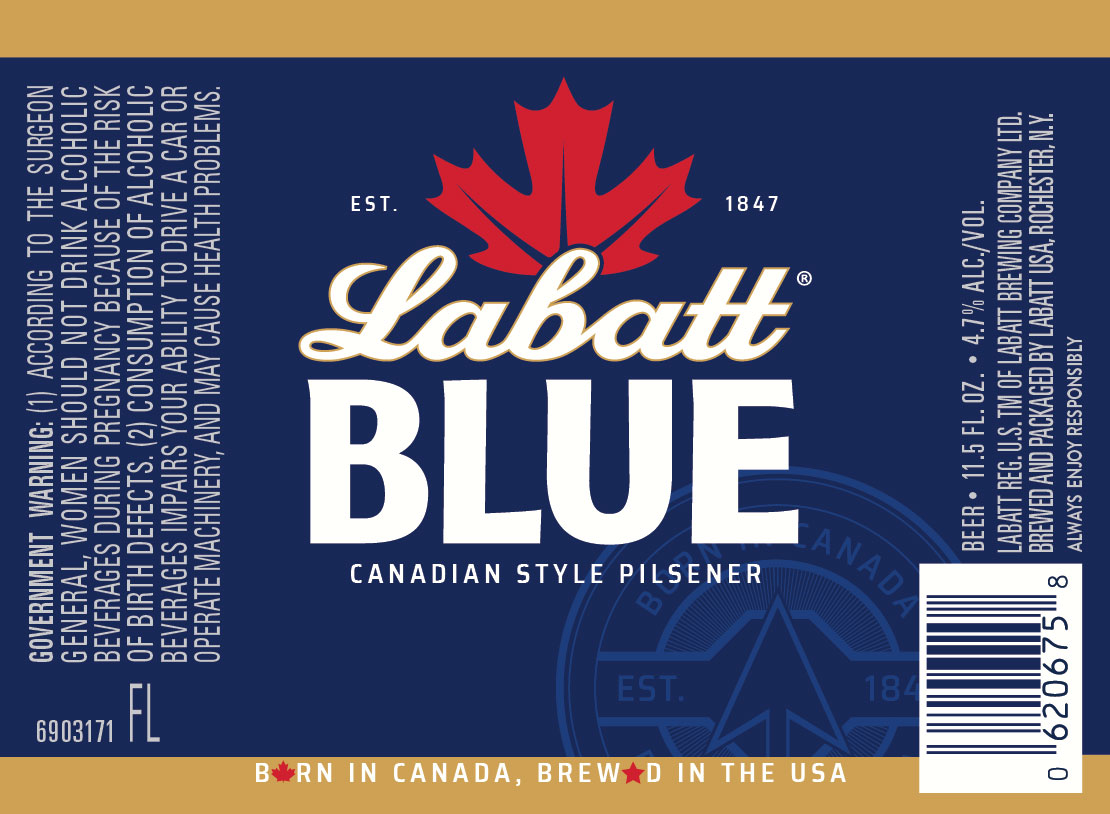 TABC label artwork for Labatt Blue 11.5 oz bottle 2025