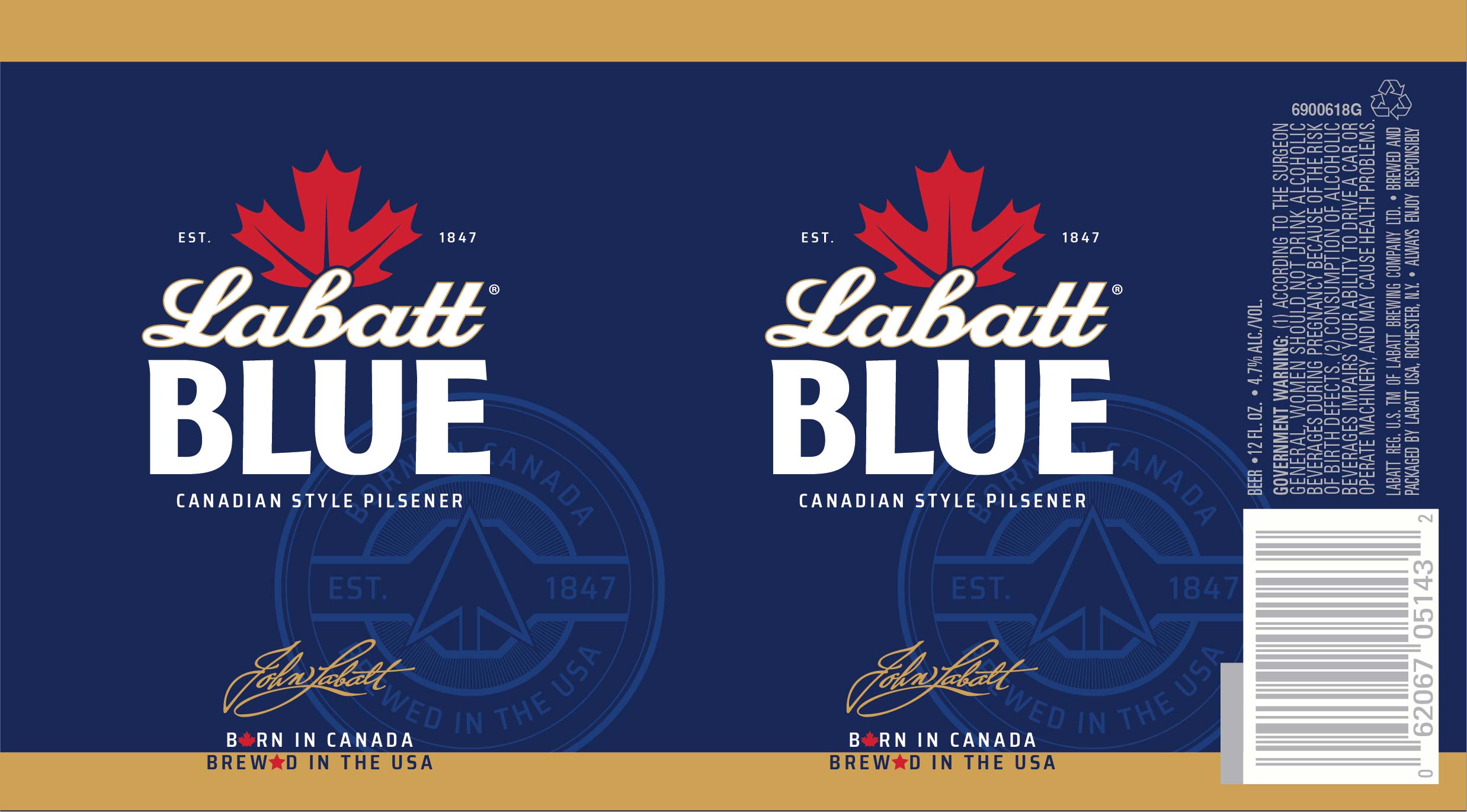 TABC label artwork for Labatt Blue 12 oz can 2025