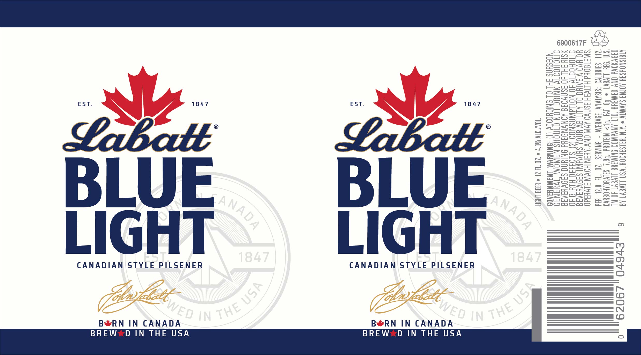 TABC label artwork for Labatt Blue Light 12 oz can 2025