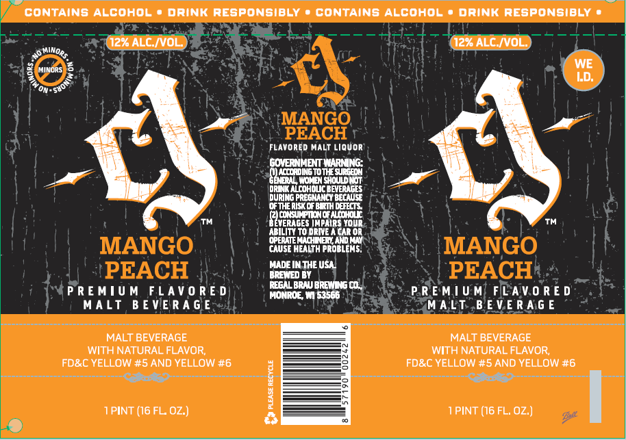 TABC label artwork for CJ Mango Peach