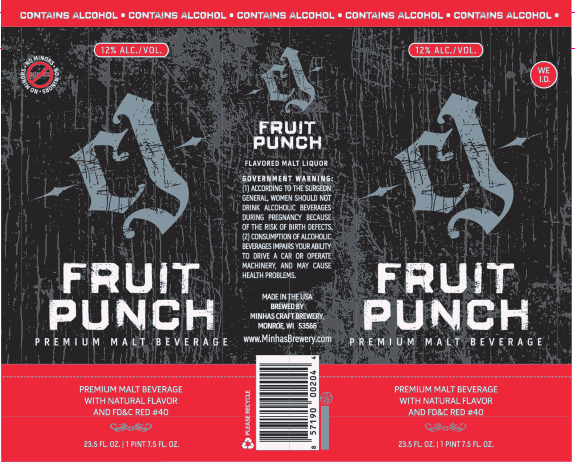 TABC label artwork for CJ Fruit Punch