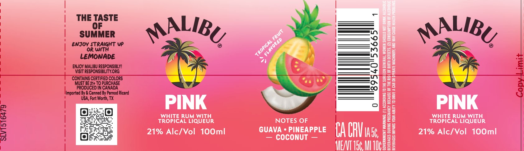 TABC label artwork for Malibu Pink 100
