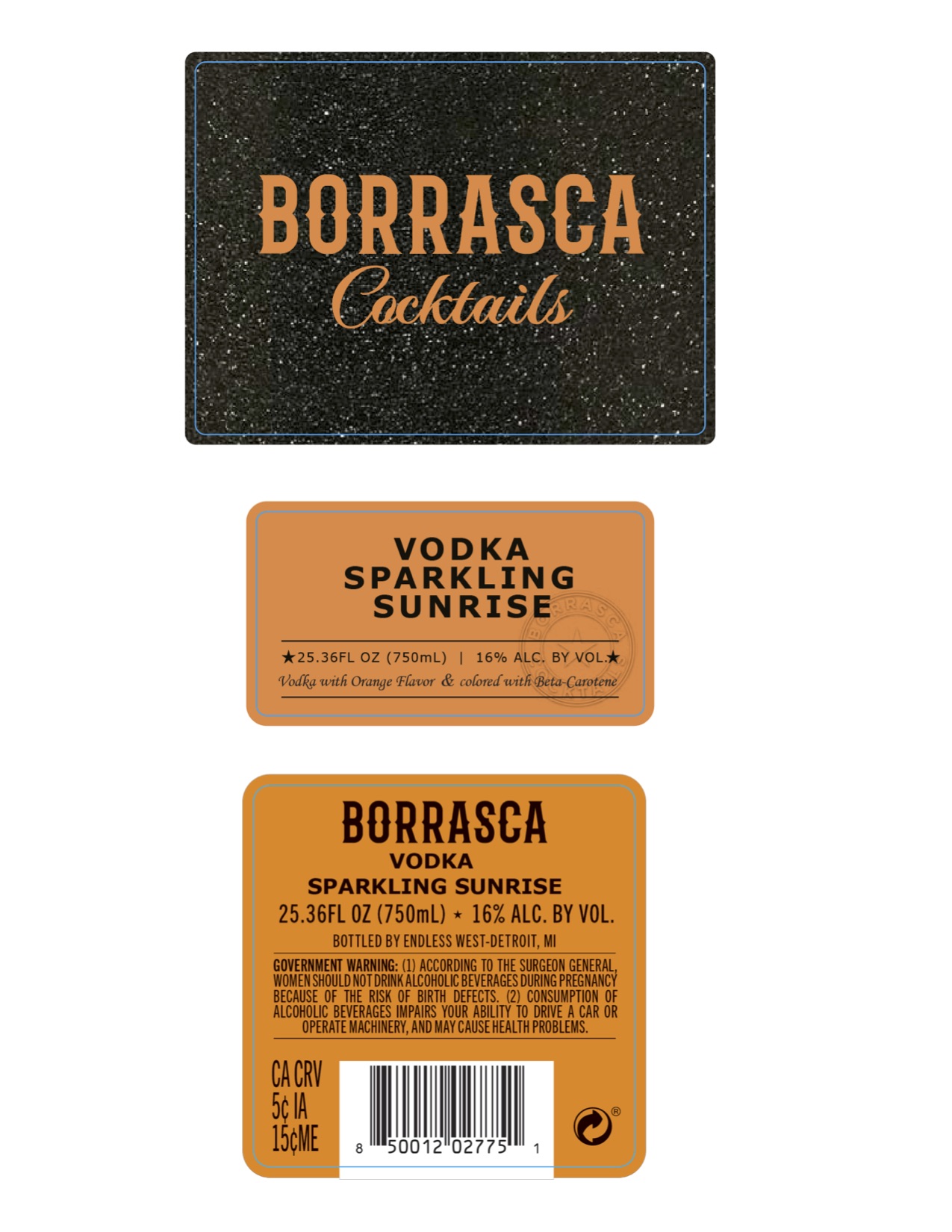 TABC label artwork for Borrasca Sparkling Sunrise RTD