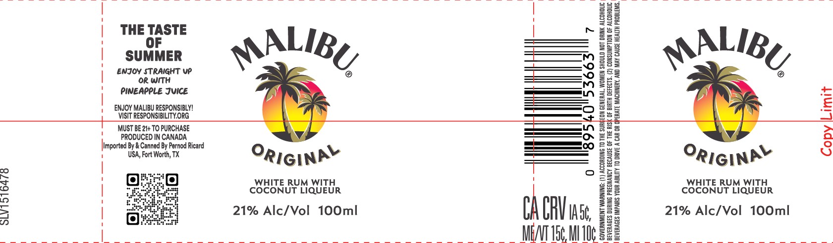 TABC label artwork for Malibu Coconut 100