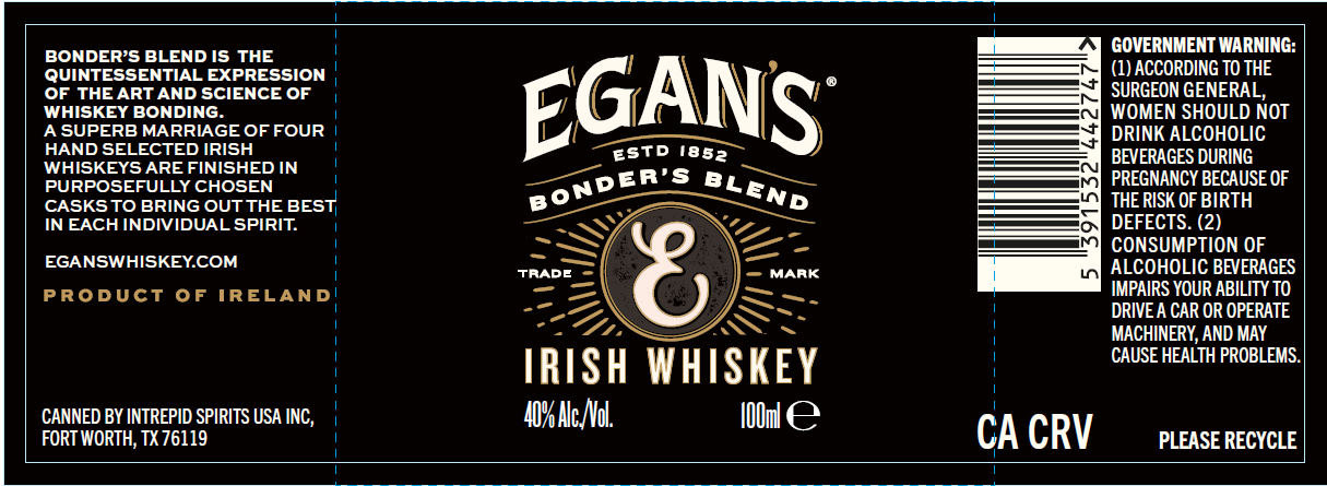 TABC label artwork for Egan's Dram in a Can Irish Whiskey