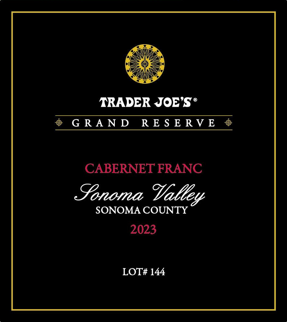 TABC label artwork for Trader Joe's Grand Reserve Cabernet Franc Lot# 144 Sonoma Valley
