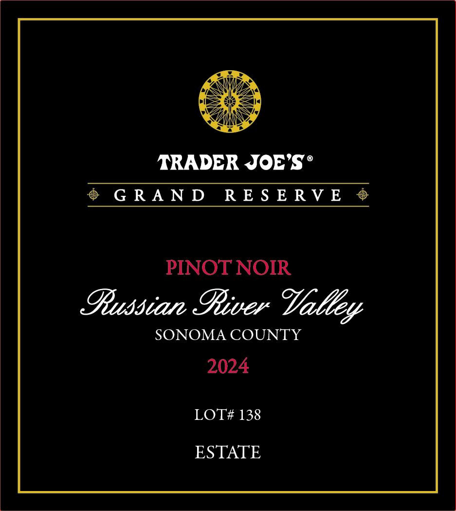 TABC label artwork for Trader Joe's Grand Reserve Pinot Noir Lot# 138 Russian River Valley