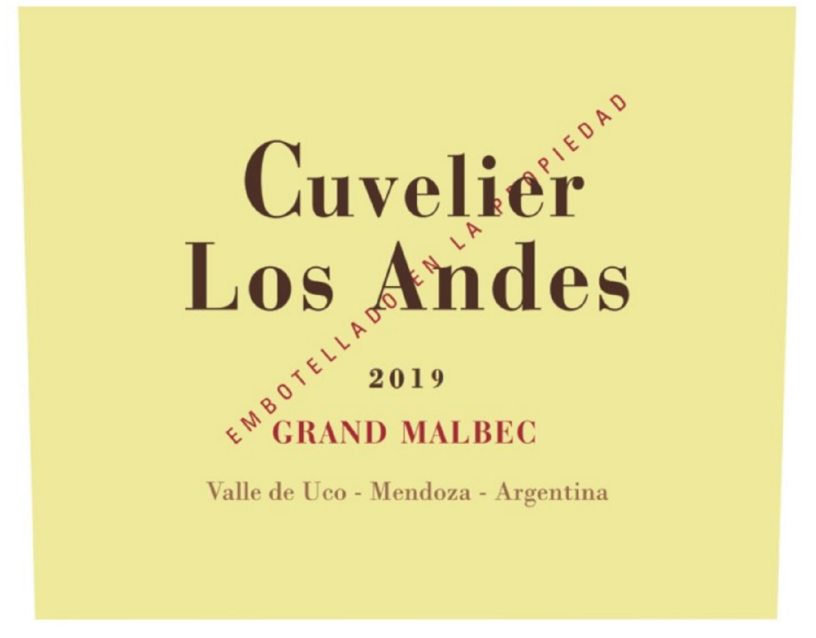 TABC label artwork for Cuvelier Los Andes Grand Malbec 2019