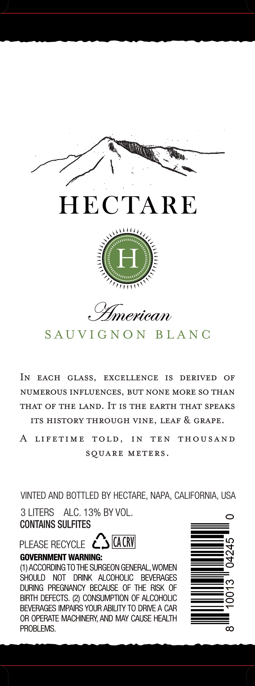 TABC label artwork for Hectare American Sauvignon Blanc