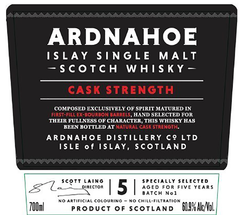 TABC label artwork for Ardnahoe Island Single Malt Scotch Whisky Cask Strength