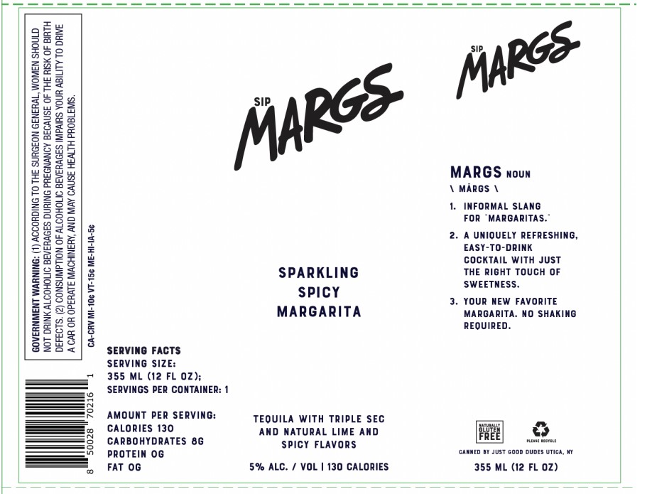TABC label artwork for SIP MARGS SPARKLING SPICY MARGARITA