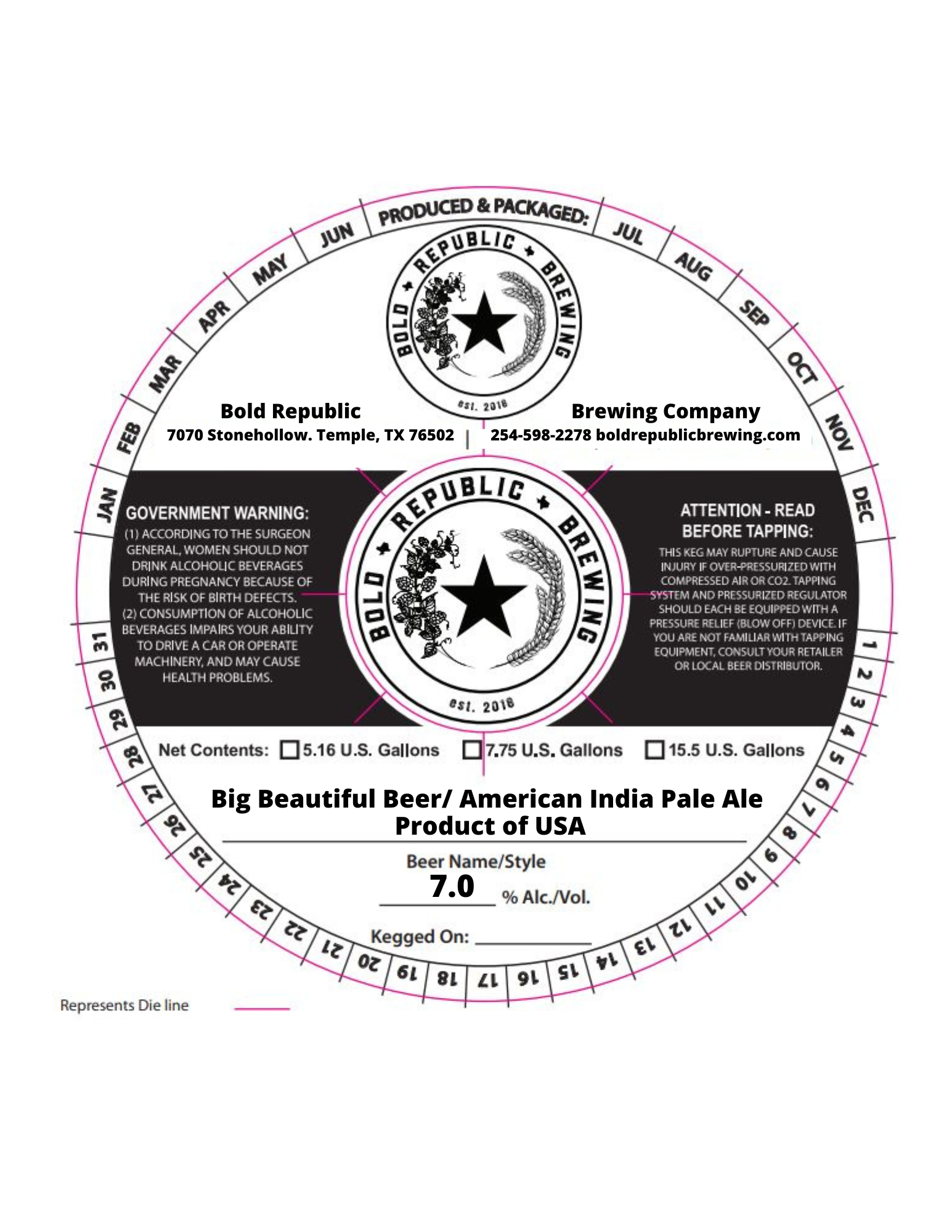 TABC label artwork for Big Beautiful Beer