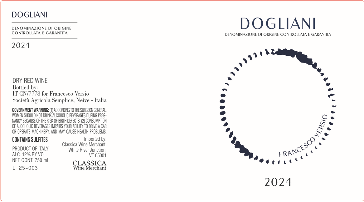 TABC label artwork for Versio Francesco Dogliani