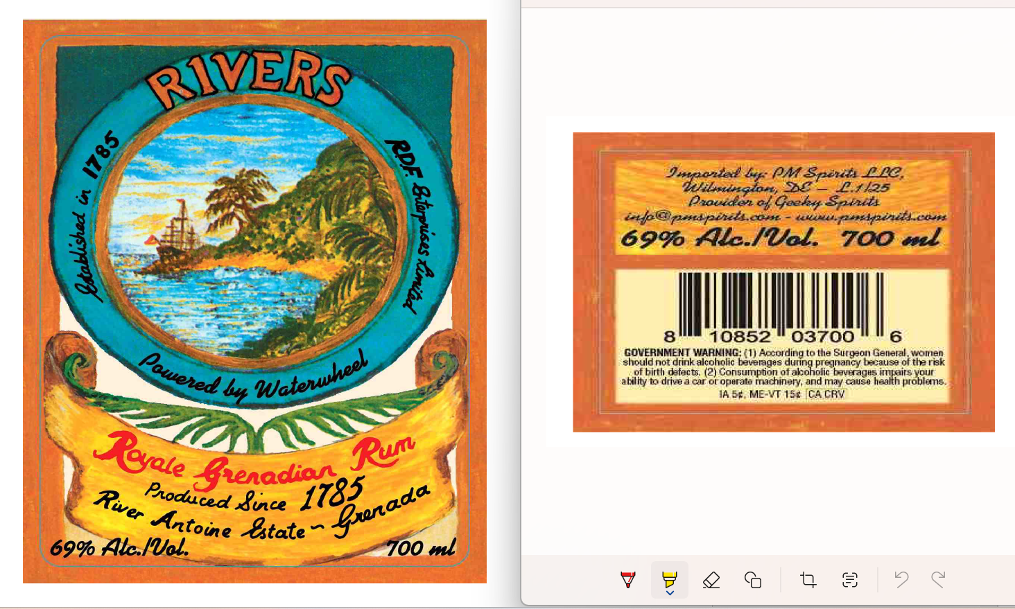 TABC label artwork for Rivers Antoine Rum