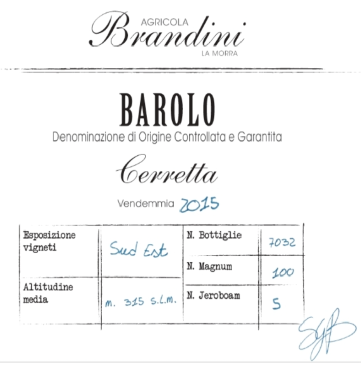 TABC label artwork for BRANDINI CERRETTA