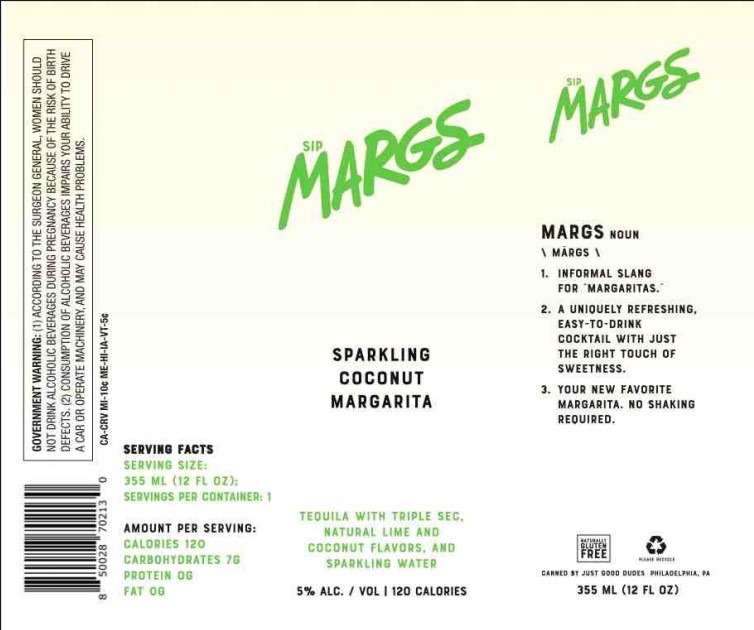 TABC label artwork for SIPMARGS COCONUT MARGARITA
