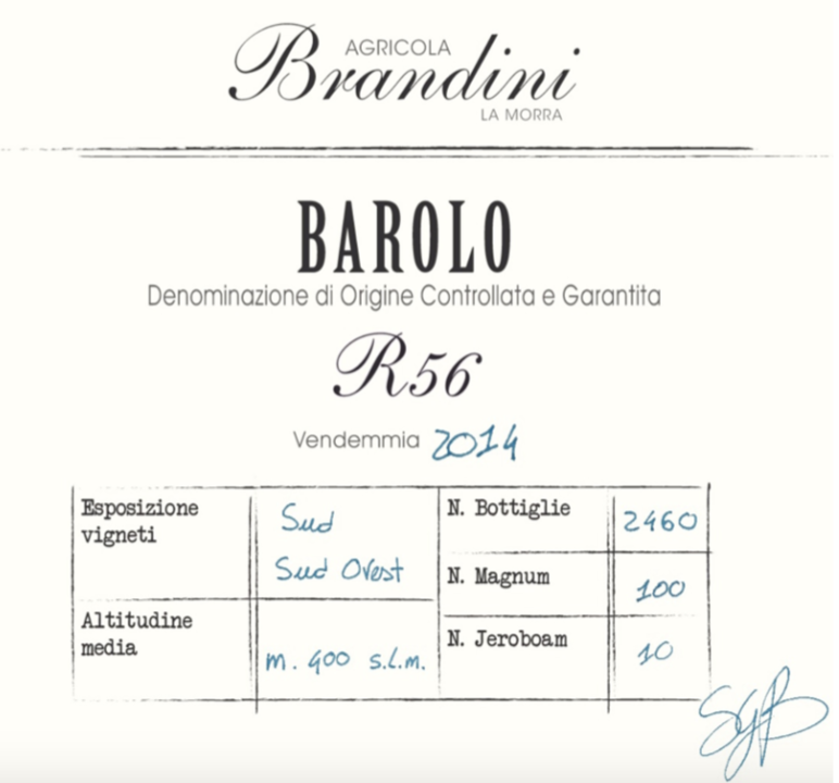 TABC label artwork for BRANDINI R56