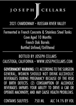 TABC label artwork for Joseph Cellars Chardonnay