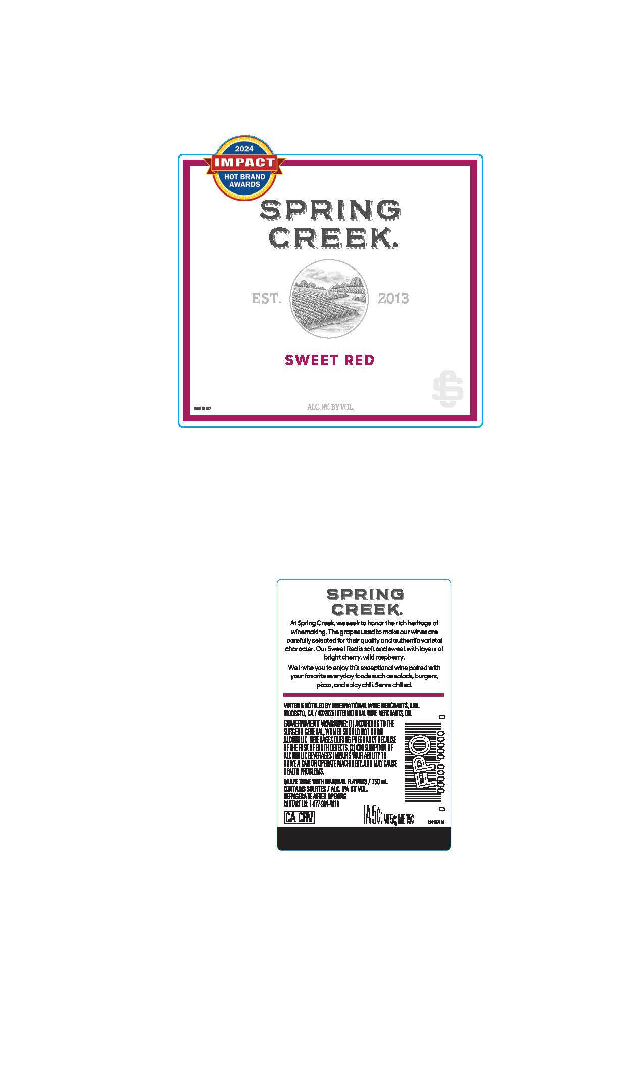 TABC label artwork for Spring Creek Sweet Red