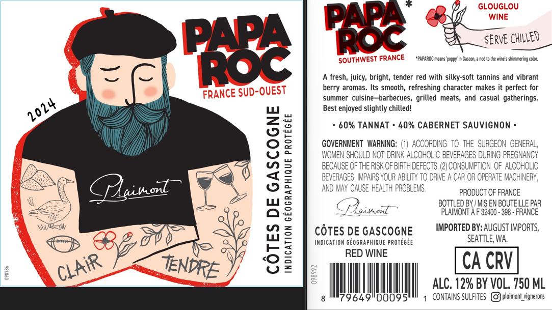TABC label artwork for Plaimont Papa Roc