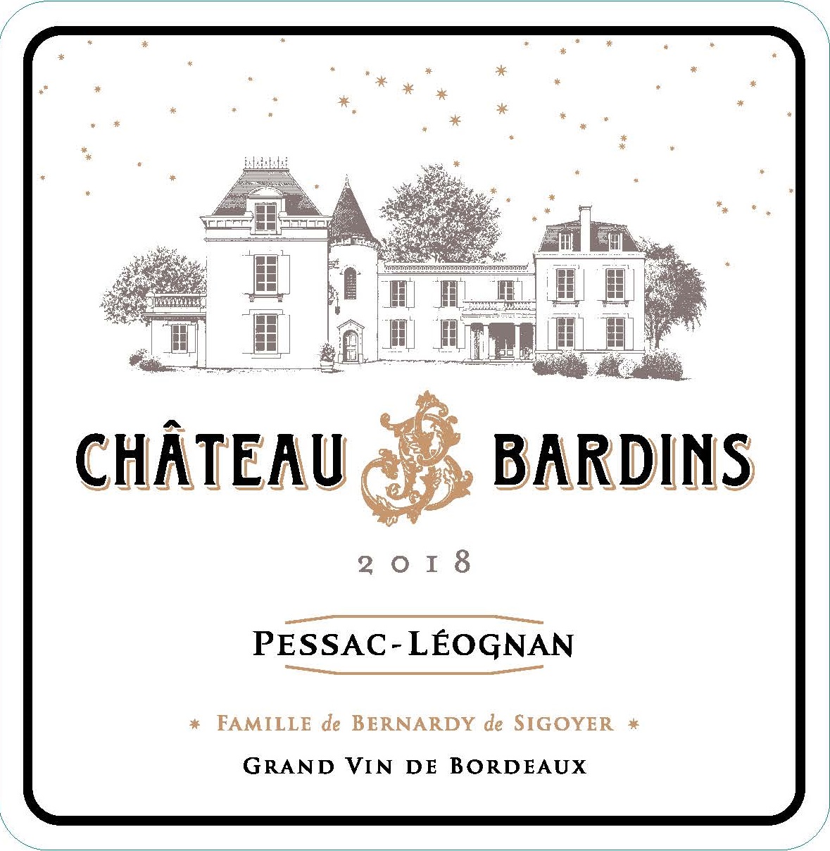 TABC label artwork for Chateau Bardins Pessac-Leognan Rouge