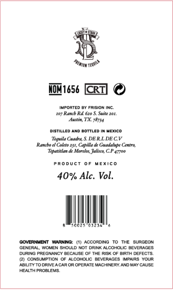 TABC label artwork for Lucky Stash Extra Anejo