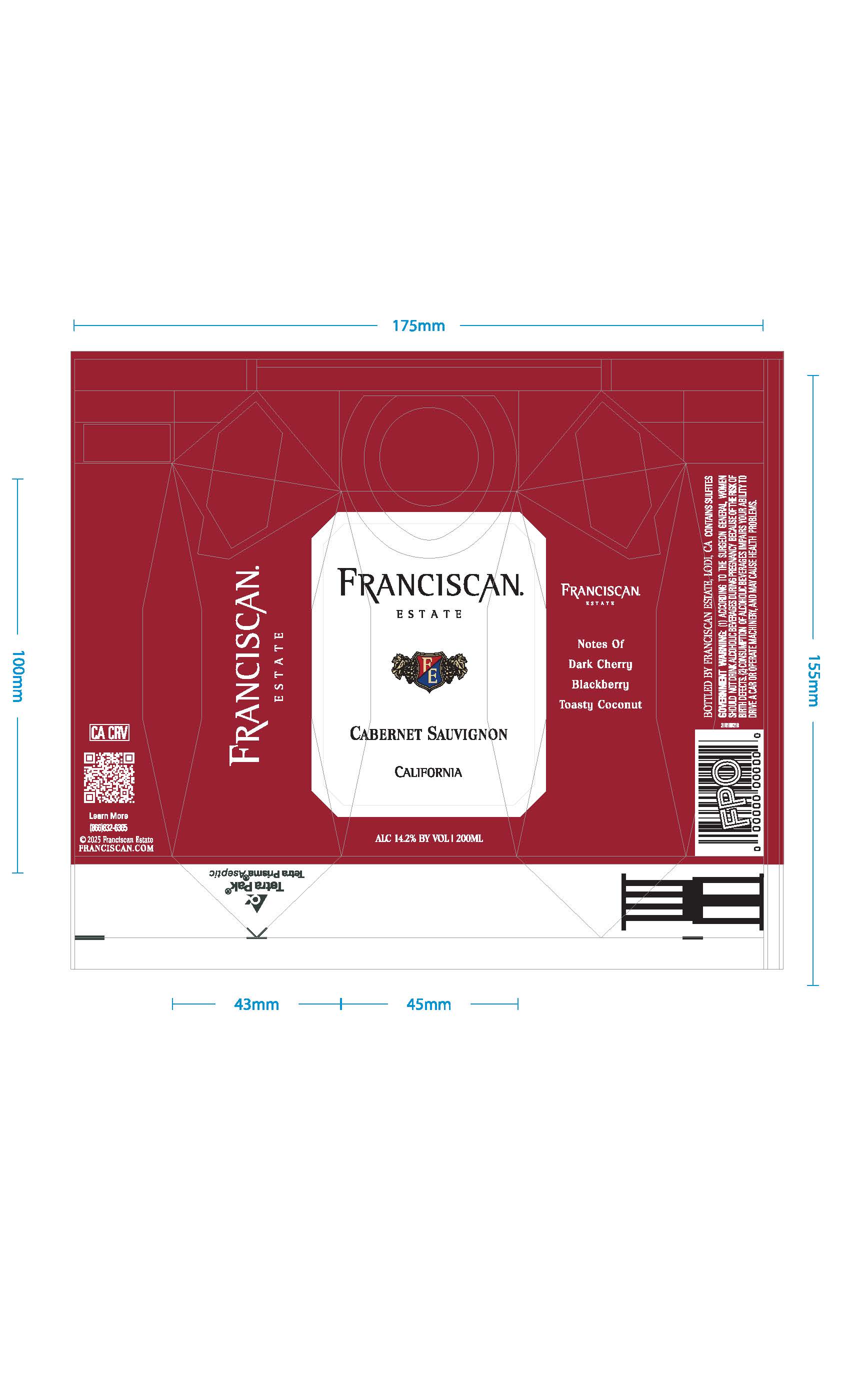 TABC label artwork for Franciscan Cabernet Sauvignon California