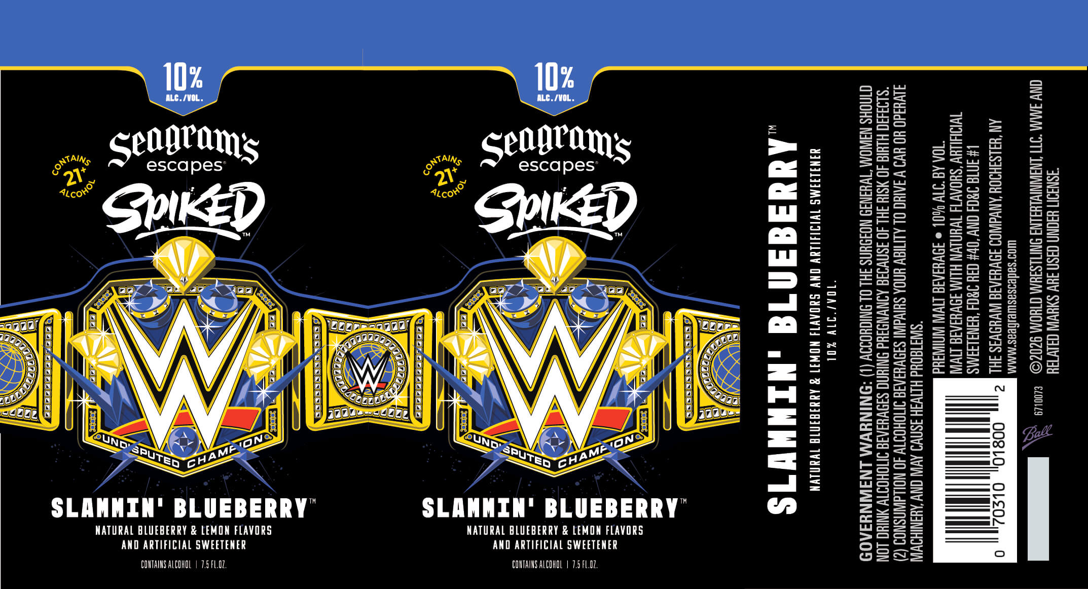TABC label artwork for Seagram's Escapes Spiked Slammin' Blueberry 7.5oz Can