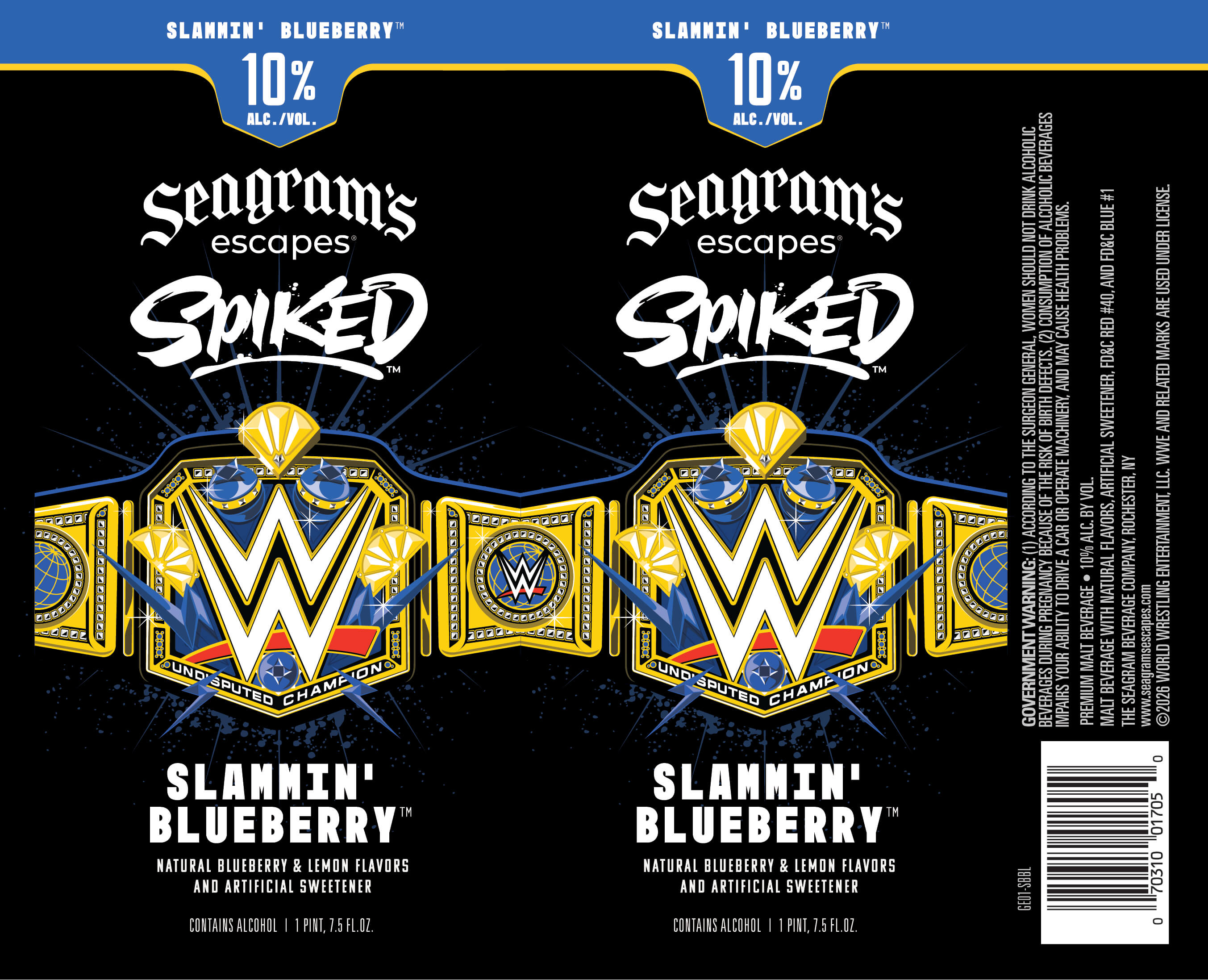 TABC label artwork for Seagram's Escapes Spiked Slammin' Blueberry 23.5oz Can