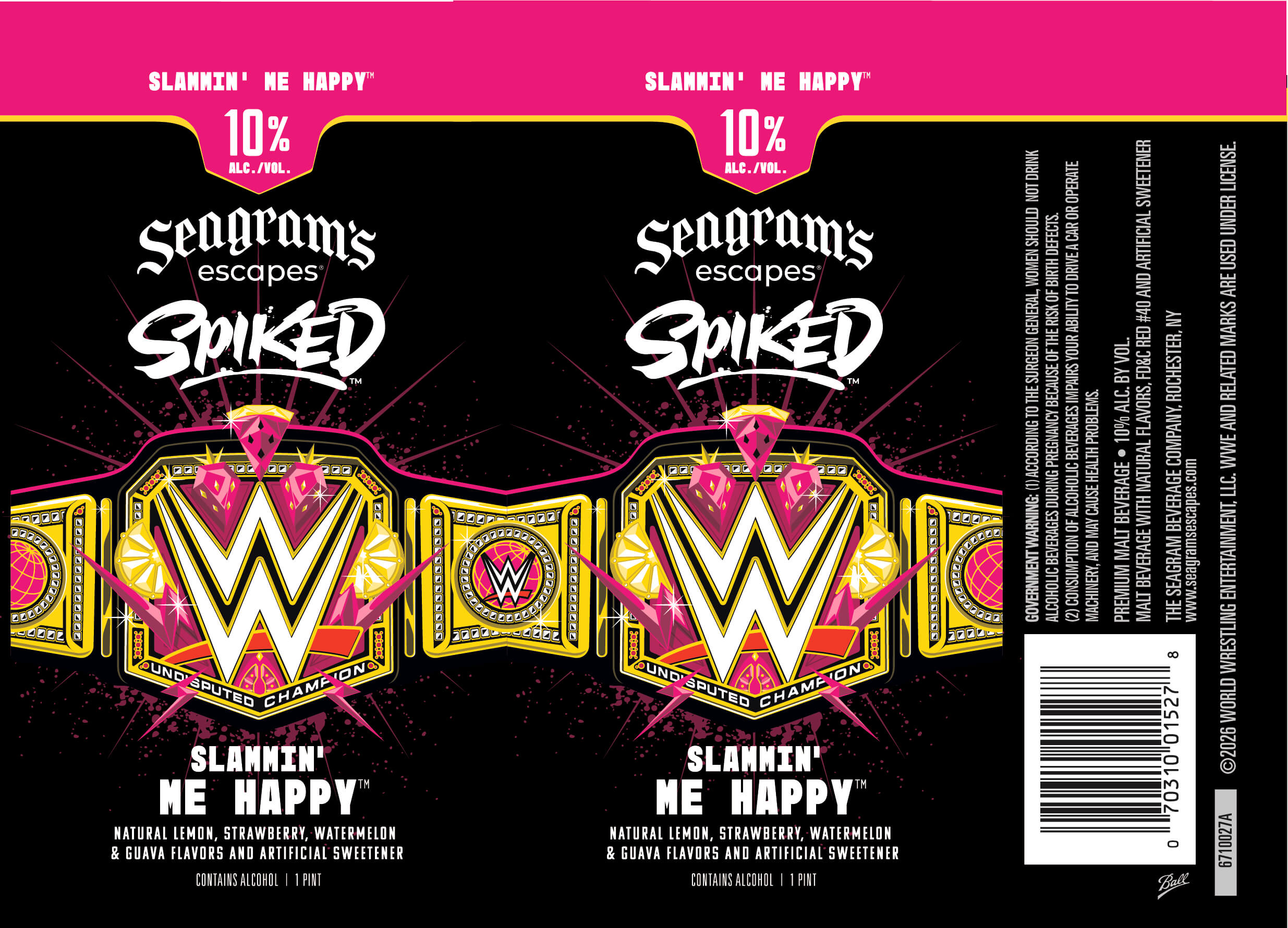 TABC label artwork for Seagram's Escapes Spiked Slammin' Me Happy 16oz Can
