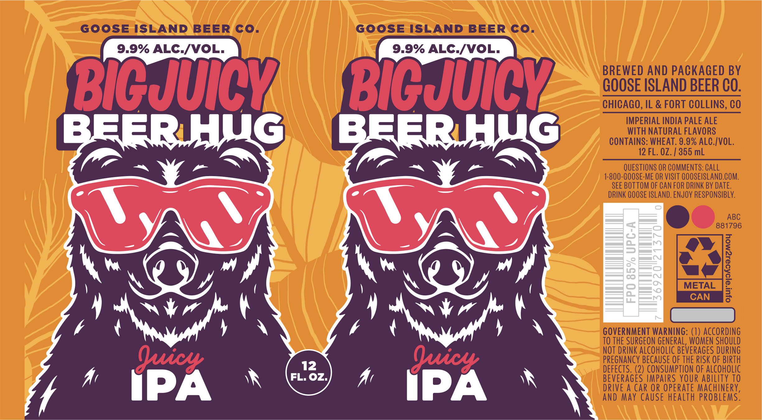 TABC label artwork for GOOSE ISLAND BIG JUICY BEER HUG 12 OZ. CAN REFRESH CROSSBREW