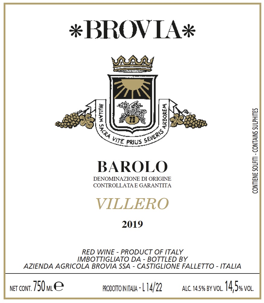 TABC label artwork for Brovia Barolo Villero