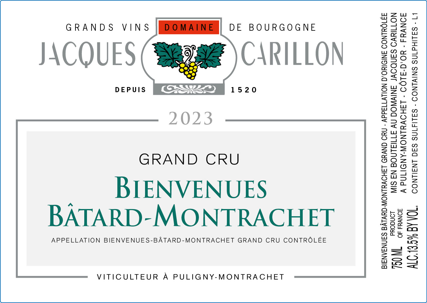 TABC label artwork for Jacques Carillon Bienvenues-Batard-Montrachet