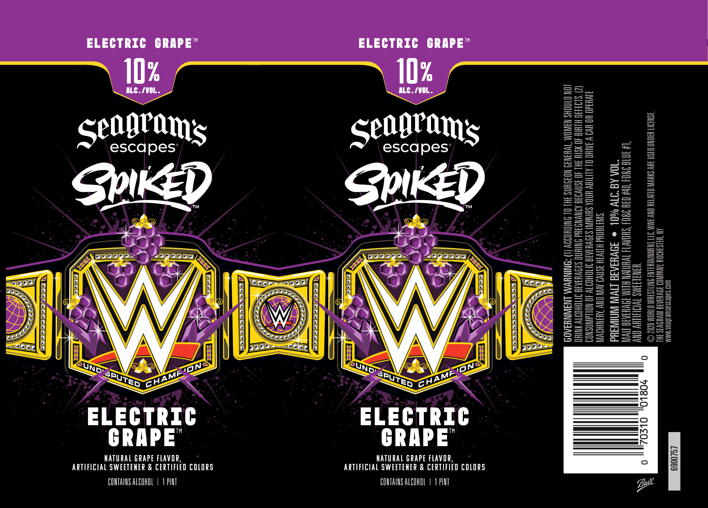 TABC label artwork for Seagram's Escapes Electric Grape 16oz Can 2025