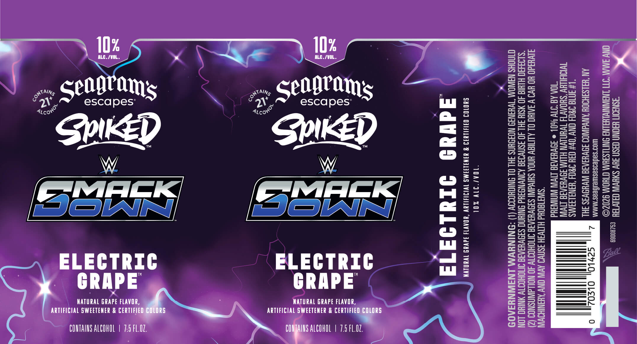 TABC label artwork for Seagram's Escapes Electric Grape 7.5oz Can 2025