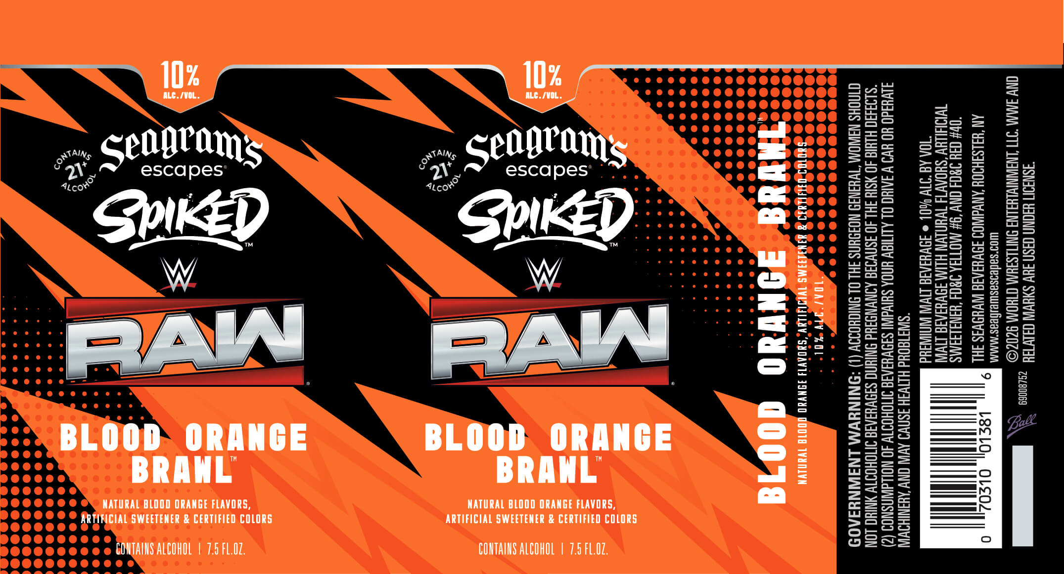 TABC label artwork for Seagram's Escapes Blood Orange Brawl 7.5oz Can 2025