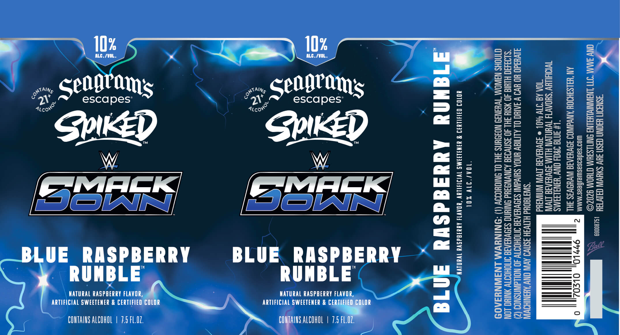 TABC label artwork for Seagram's Escapes Blue Raspberry Rumble 7.5oz Can 2025