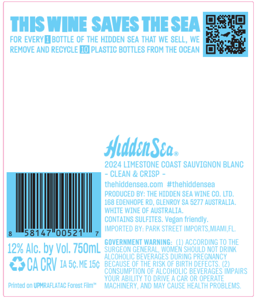 TABC label artwork for Hidden Sea Limestone Coast 2024 Sauvignon Blanc