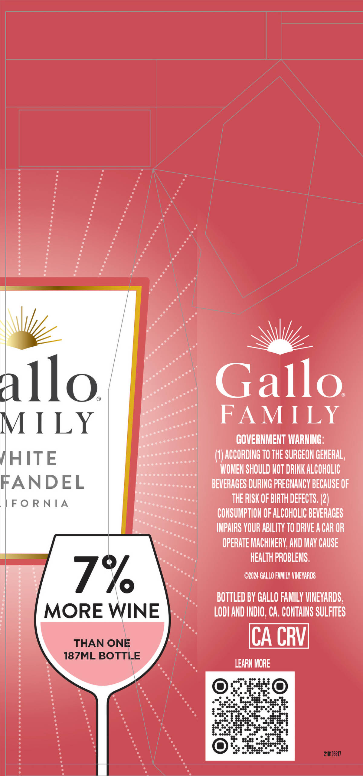 TABC label artwork for Gallo Family White Zinfandel California