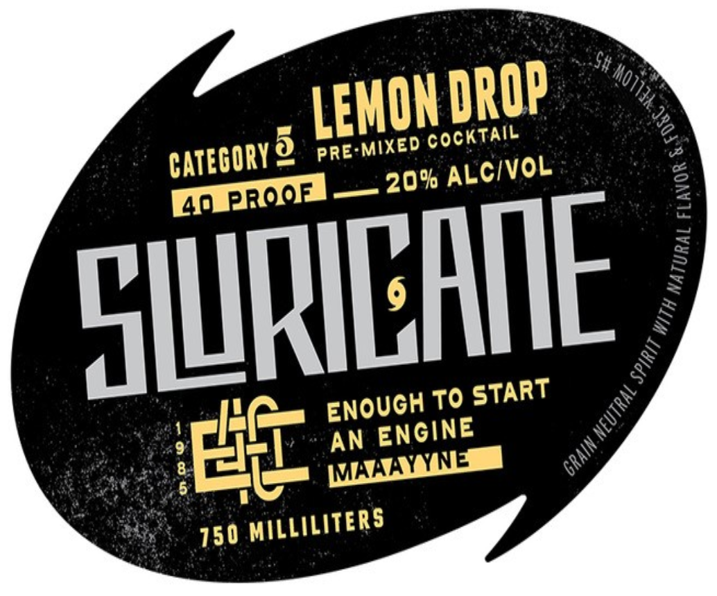 TABC label artwork for Sluricane Lemon Drop