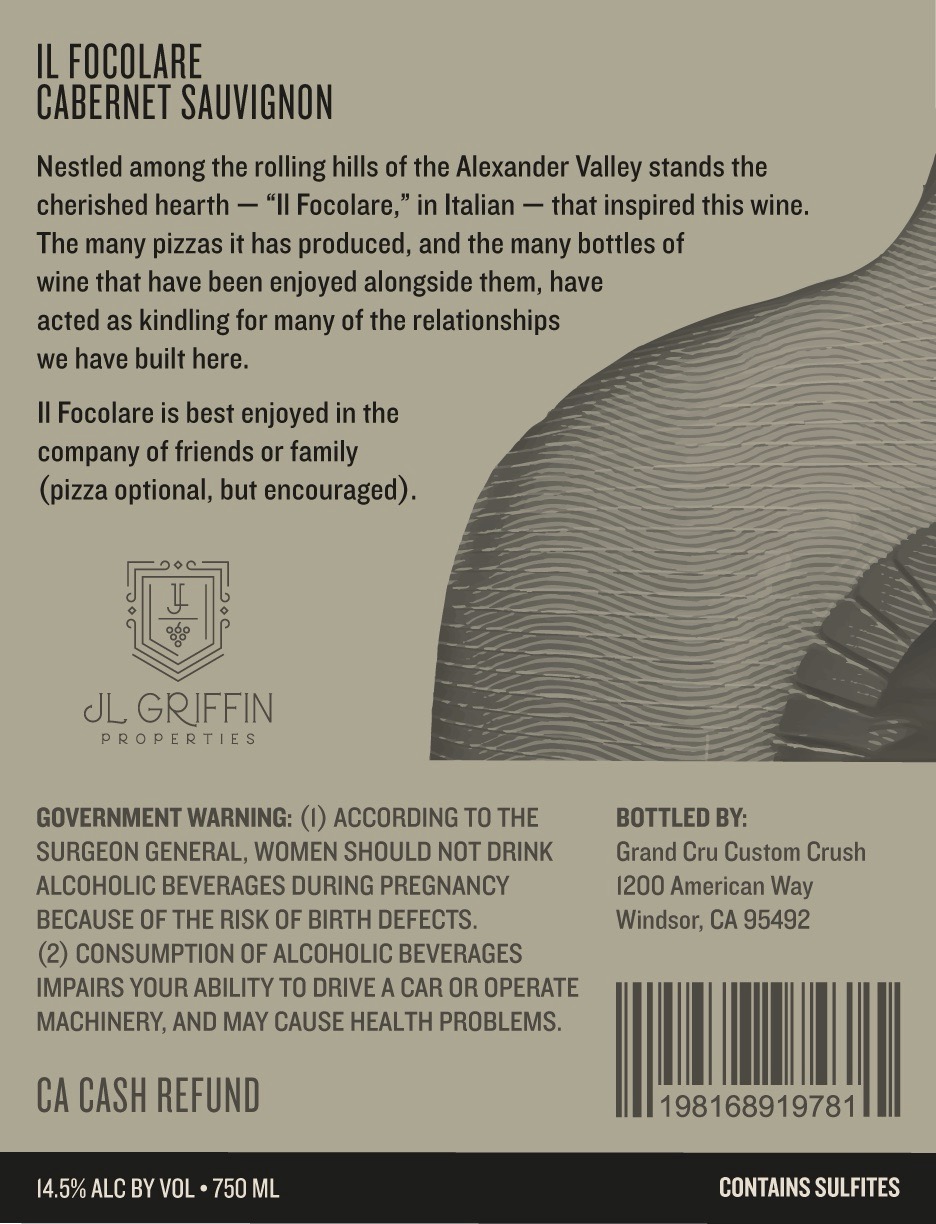 TABC label artwork for Il Focolare Cabernet Sauvignon