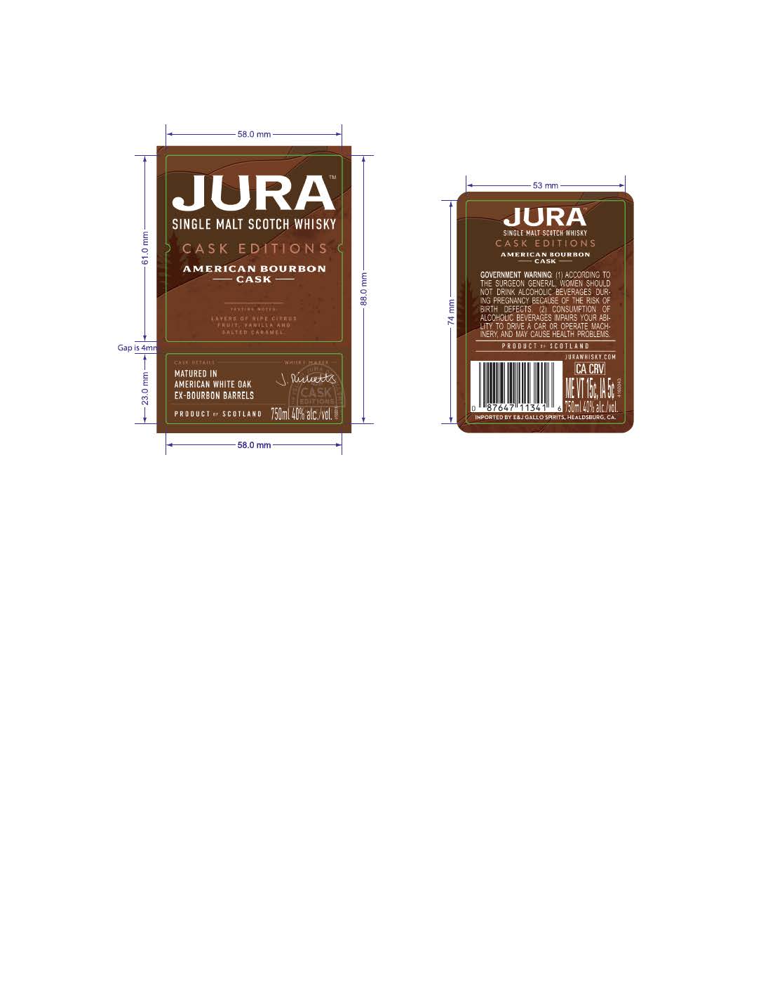 TABC label artwork for Jura American Bourbon Cask