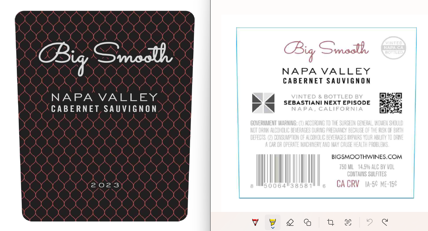 TABC label artwork for Big Smooth Carbernet Sauvignon