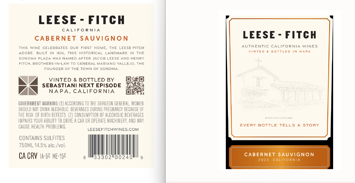 TABC label artwork for Leese-Fitch Cabernet Sauvignon