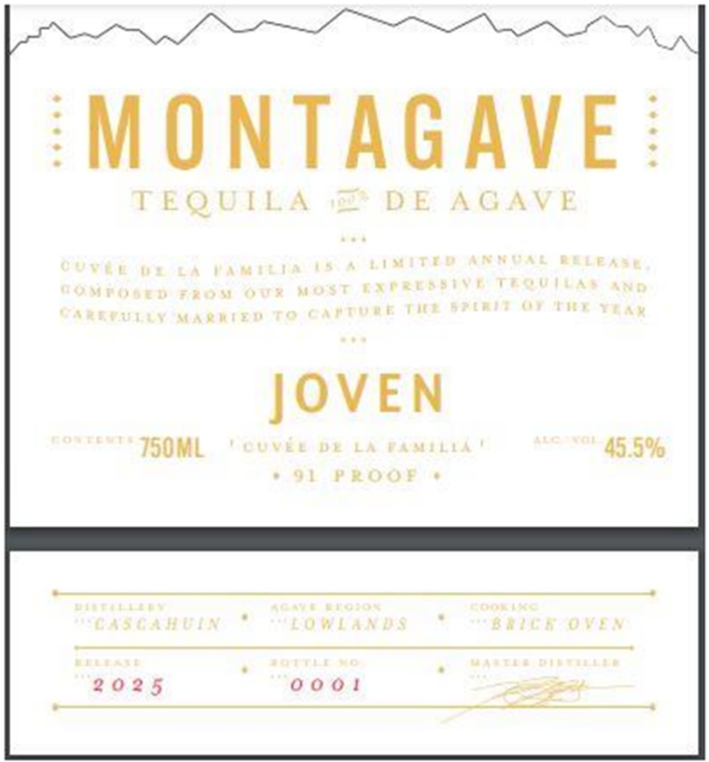 TABC label artwork for Montagave Tequila Joven 100% De Agave