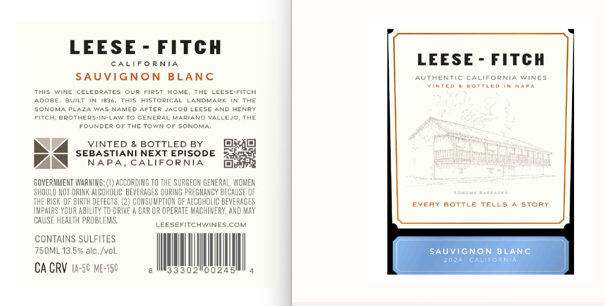 TABC label artwork for Leese-Fitch Sauvignon Blanc